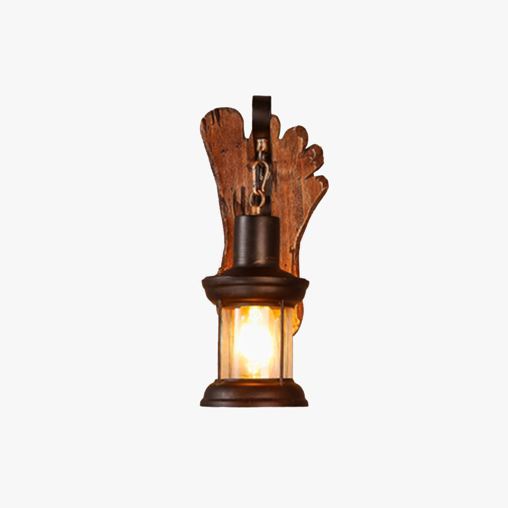 Epoch Wall Lamp Foot Shape Vintage, Wood/Metal, Dining Room