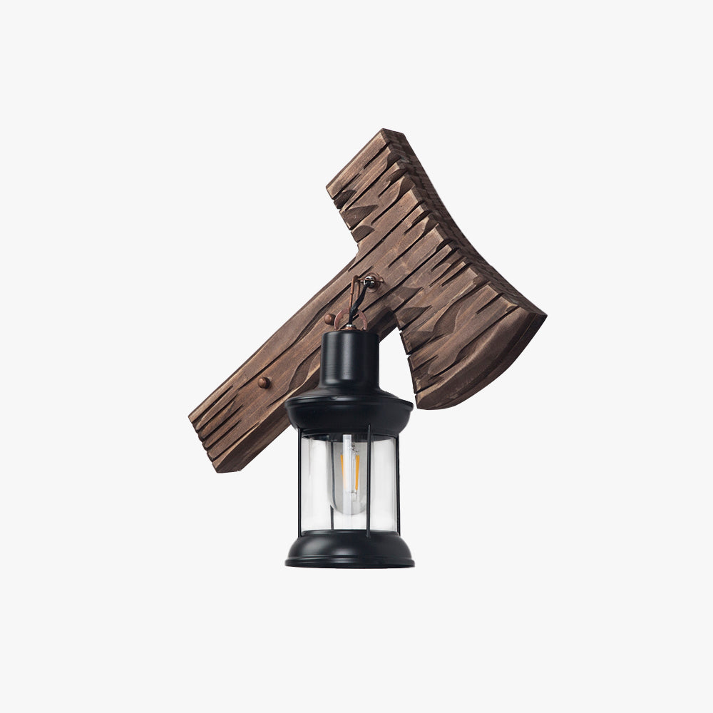 Epoch Wall Lamp Hammer Shape Vintage, Wood/Metal, Living Room - Letslighting