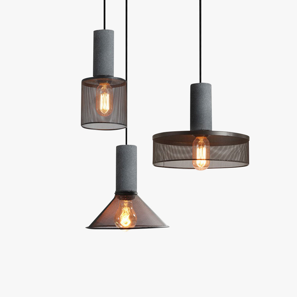 Arisha Industrial Cylindrical Pendant Light, Cement Wabi-Sabi - Letslighting
