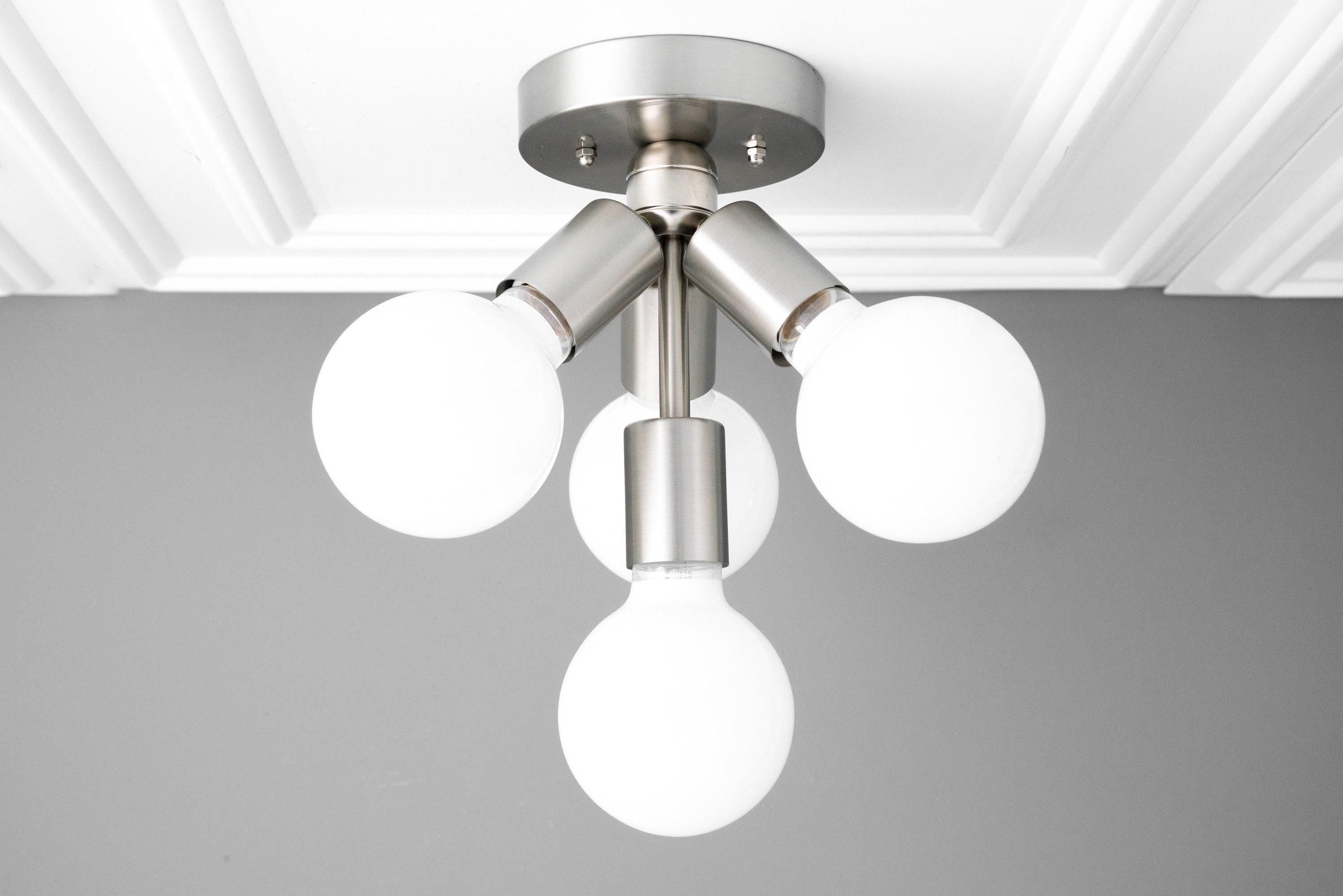 Pearl Opal White Brass Flush Mount Light Living Room