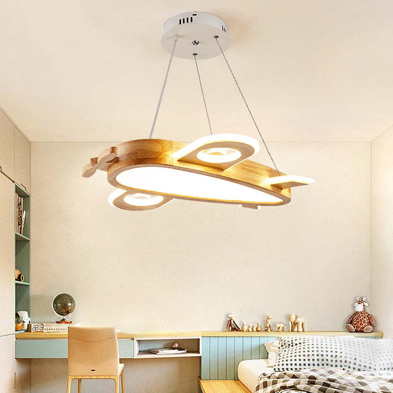Arisha Modern Natural Creative DIY Children Airplane Shape Acrylic Pendant Light ,Wood - Letslighting