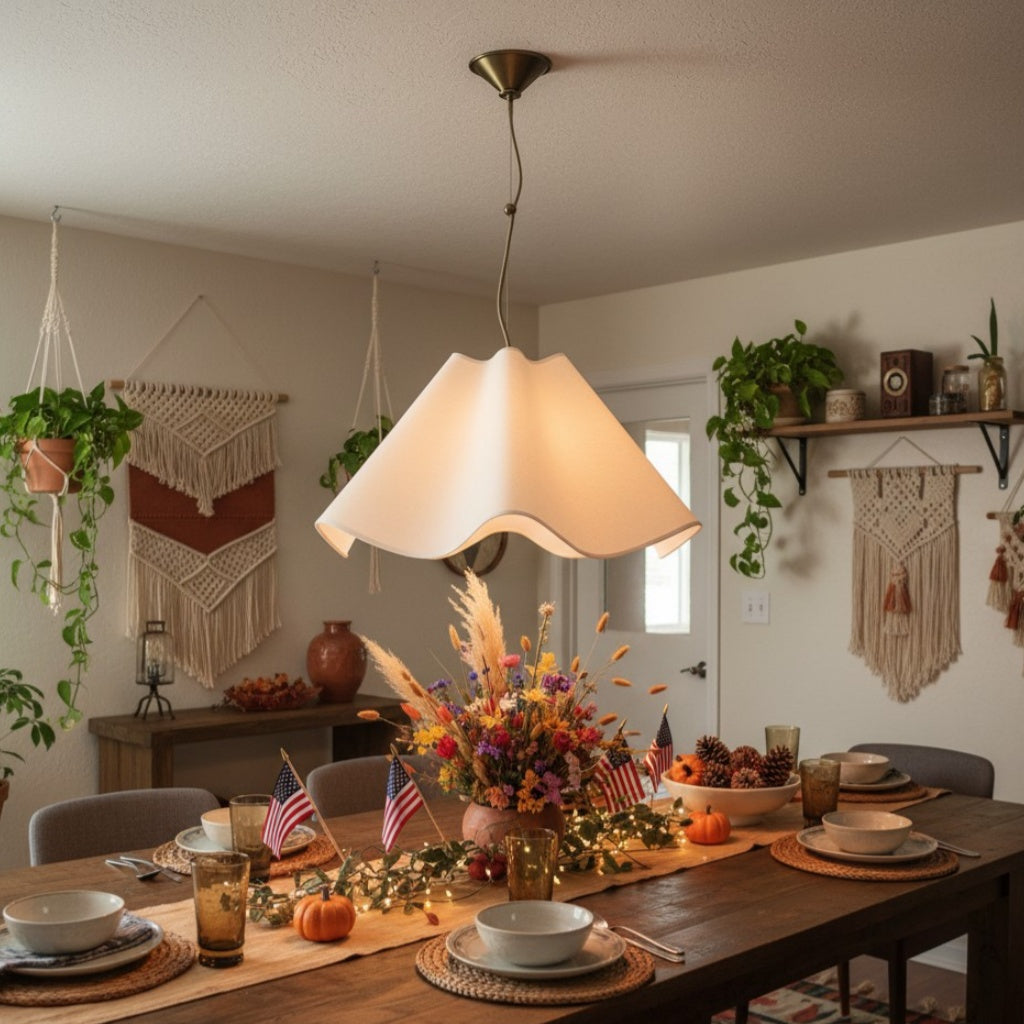 Curve Modern Linen Pendant Light