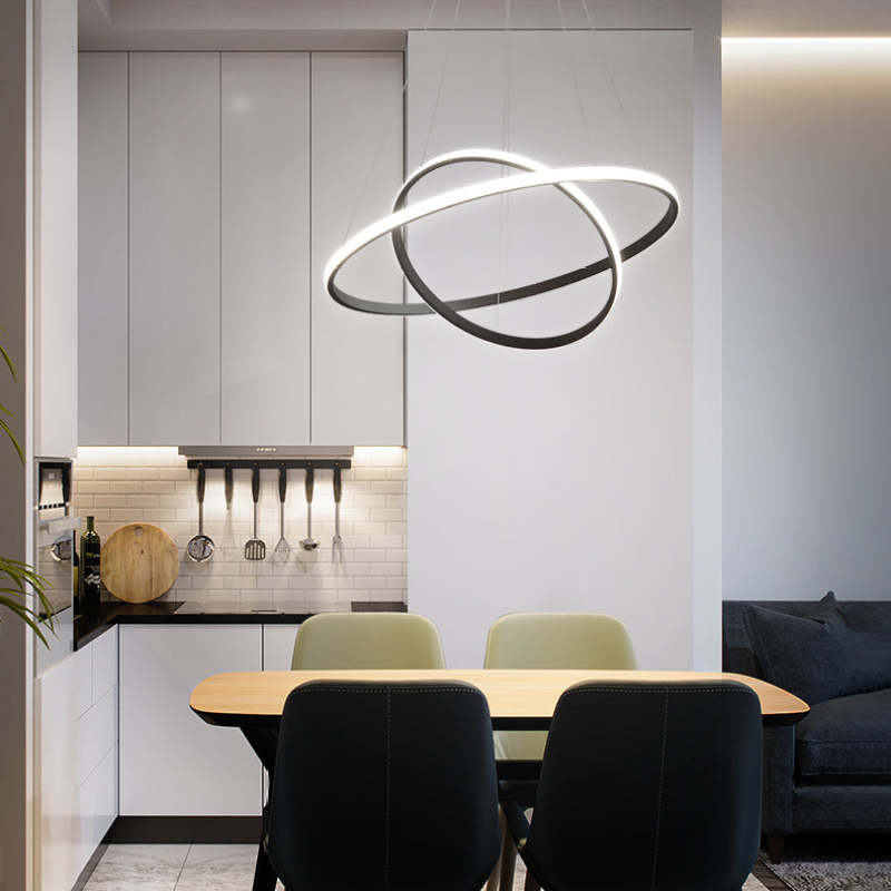 Arisha Modern Ring Metal/Silicon Pendant Light, 2/3/4 Rings