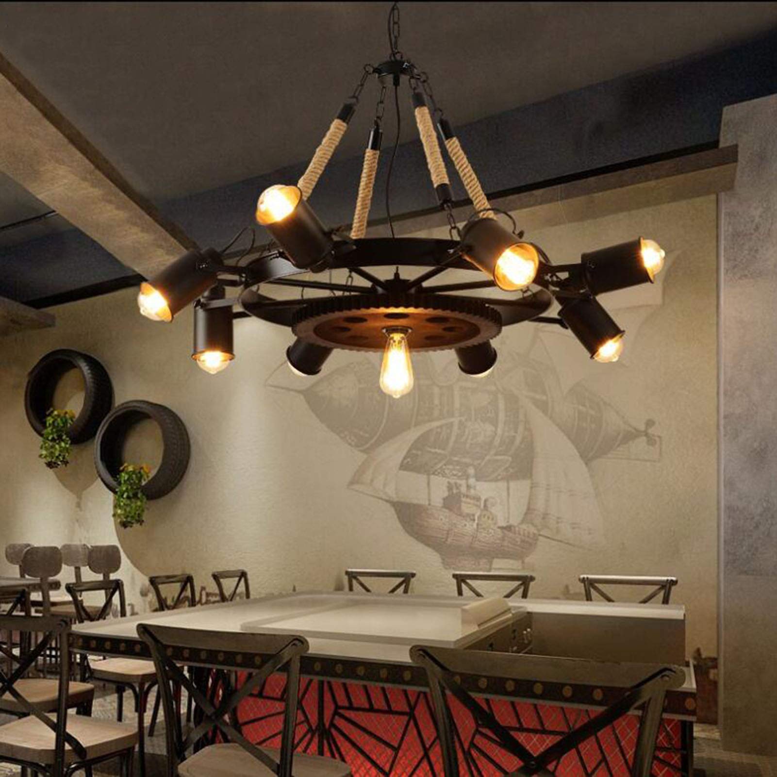 Epoch Industrial LED Pendant Light Metal Rope Cafe Bar - Letslighting