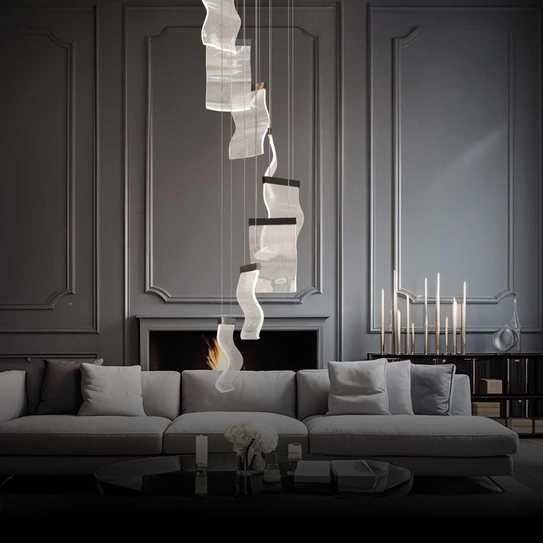 Kristy Industrial Chandelier Acrylic Metal Bedroom Living Room
