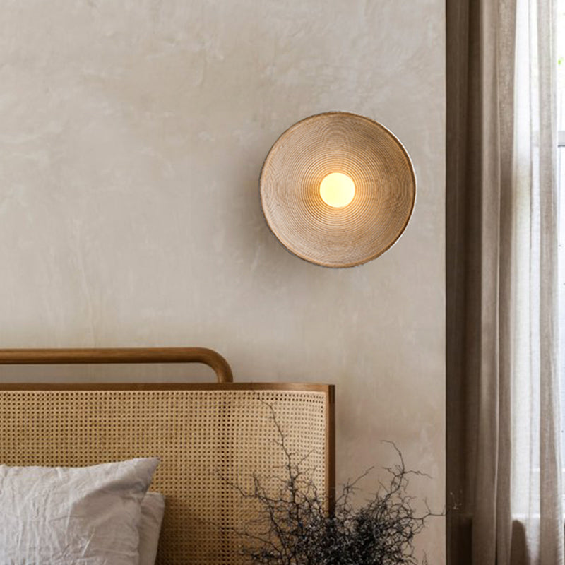 Aria Modern Round Indoor Wall Lamp Wood Bedroom Living Room