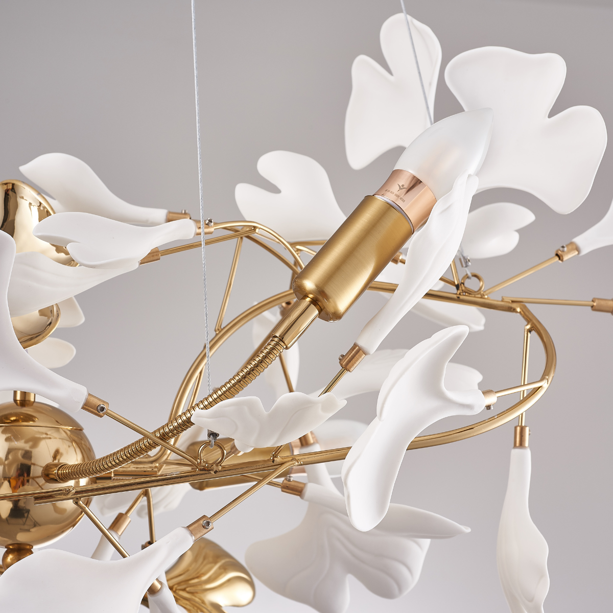 Olivia Gildglow Luxury Ceramic Chandelier Large Foyer Gingko Leaf Living Room - Letslighting