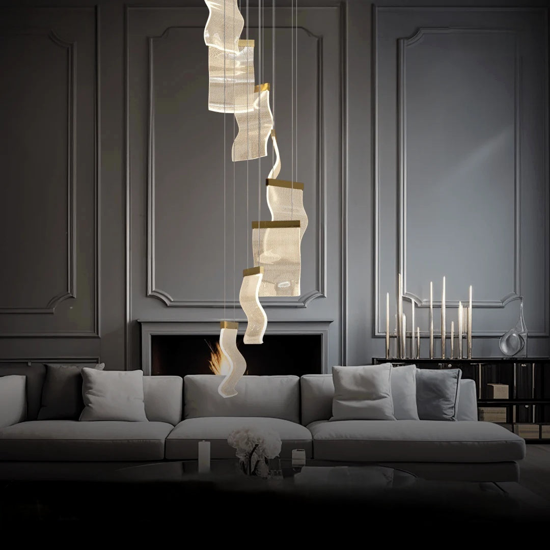 Kristy Industrial Chandelier Acrylic Metal Bedroom Living Room