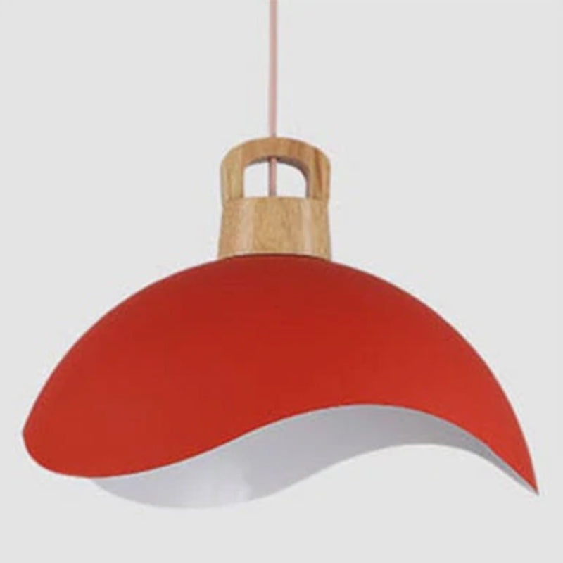 Valentina Colorful Shade Single Pendant Lights, Wood & - Letslighting
