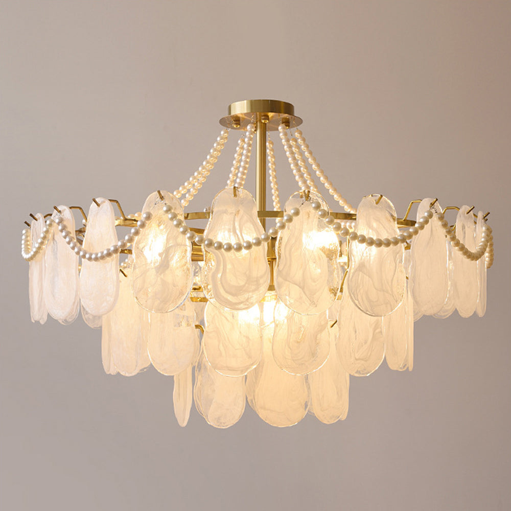 Kristy Elegant Pearl Glass Chandelier - Letslighting