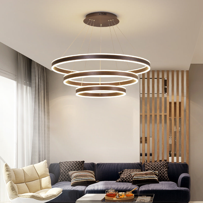 Arisha Moderne Minimaliste Coffee LED Pendant Light, 3 Ring - Letslighting
