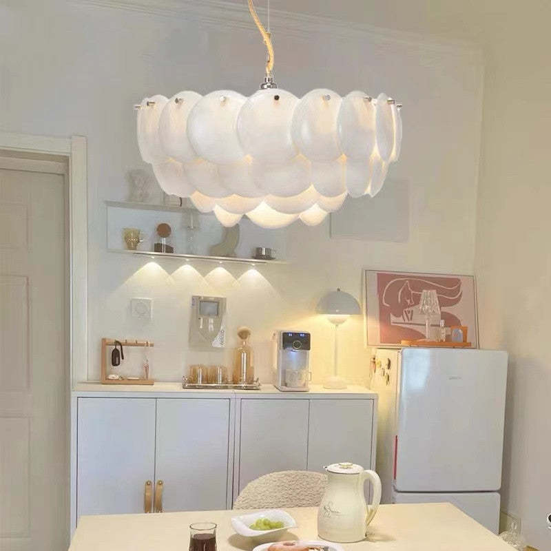 Arisha Wihte Art Deco Chandelier Light Fixture, Ceramic Leaf & - Letslighting