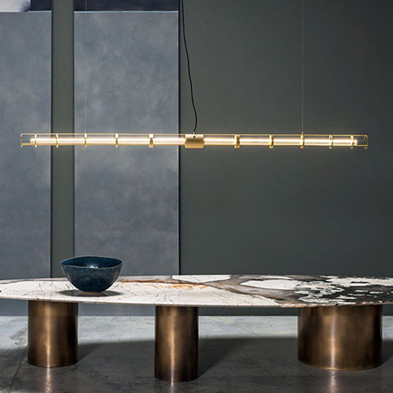 Arisha Modern Minimalist Linear Metal Glass Pendant Light