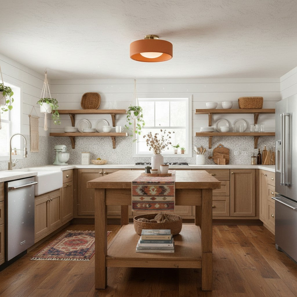 Kiln Porcelain Drum Ceiling Light