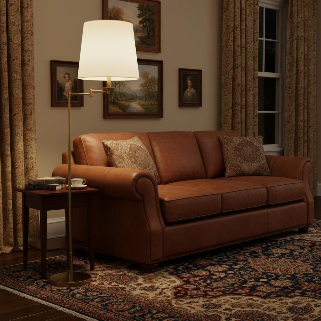 Lodge Brass Linen Floor Lamp