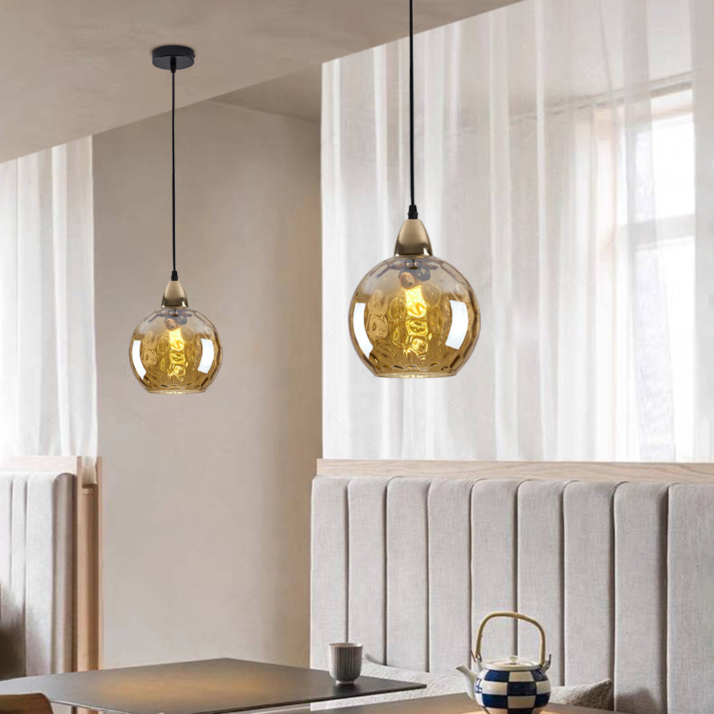 Valentina Colorful Glass Ball Pendant Light Water Ripple Living Room