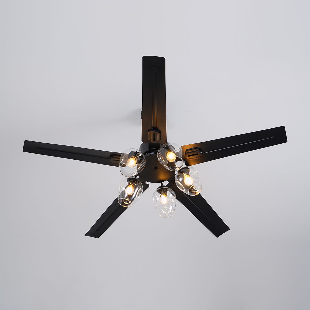 Zazoren Vintage Black Glass Ceiling Fan Light - Letslighting