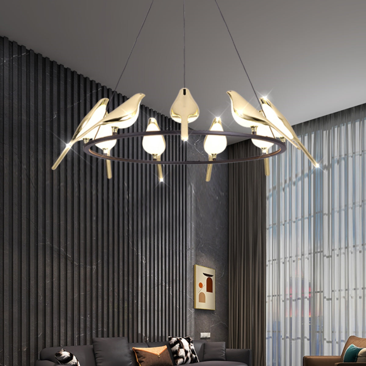 Arisha Art Deco Modern Bird Pendant Light 3/6/9 Heads