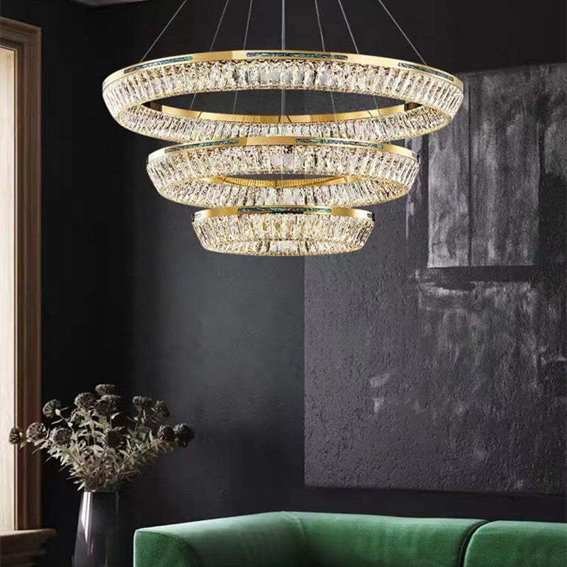 Kristy Modern Luxury Crystal Chandelier Tri-Circle - Letslighting
