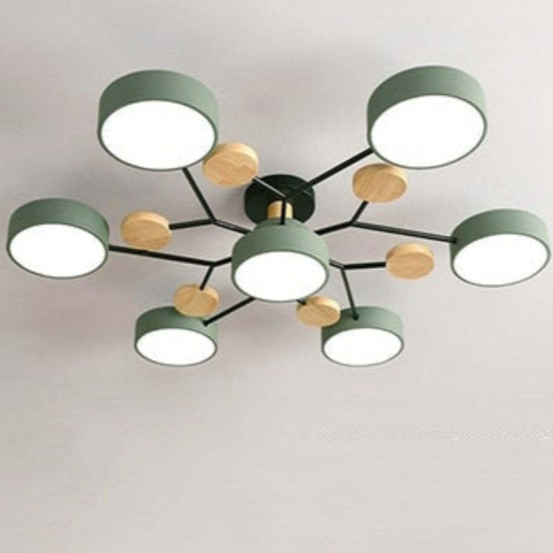 Arisha Geometric Flush Mount Ceiling Light Acrylic/Wood Living Room - Letslighting