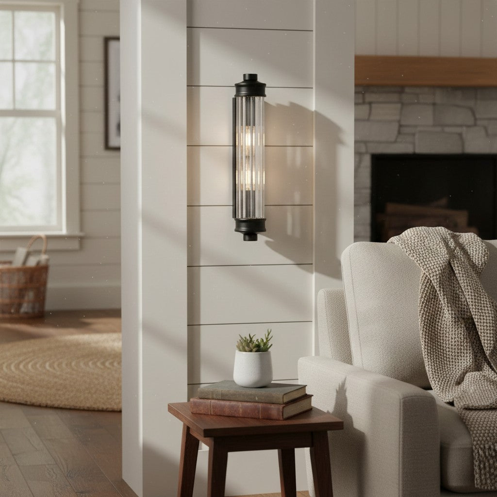 Haze Ribbed Glass Wall Sconce