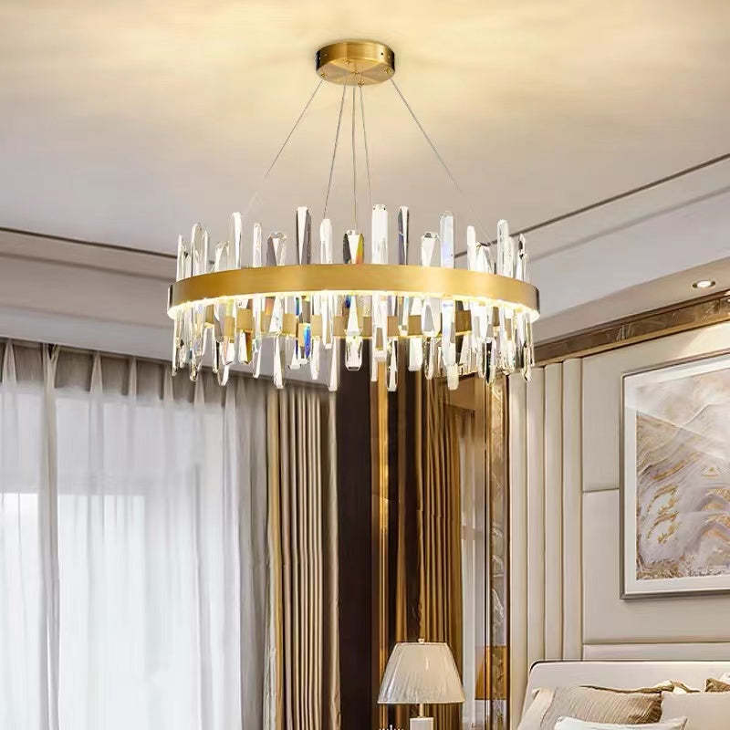 Kristy Modern Crystal Ring Chandelier, Stainless Steel & Crystal - Letslighting