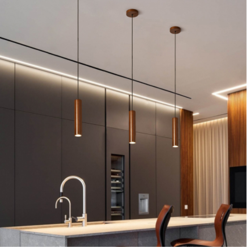 Muto Cylindrical Wood Pendant Light for Bedroom Kitchen Island - Letslighting