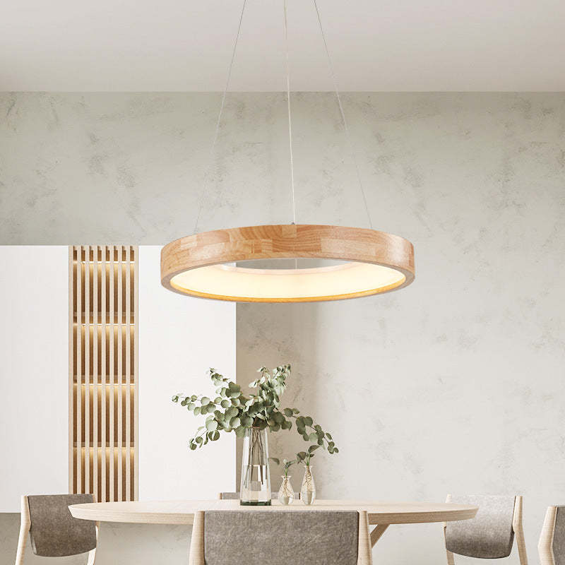Muto Modern Ring Wood Pendant Light - Letslighting