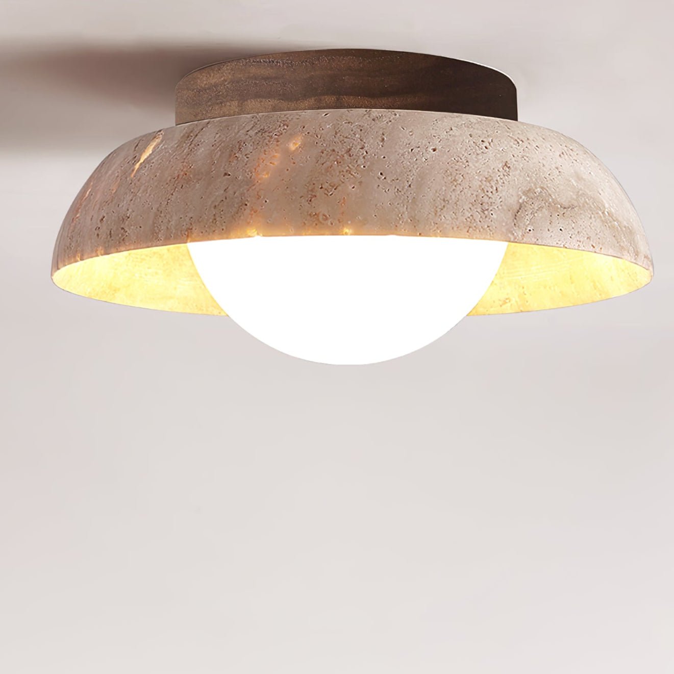 Ashaionis Disc-Dome Travertine Ceiling Light - Letslighting