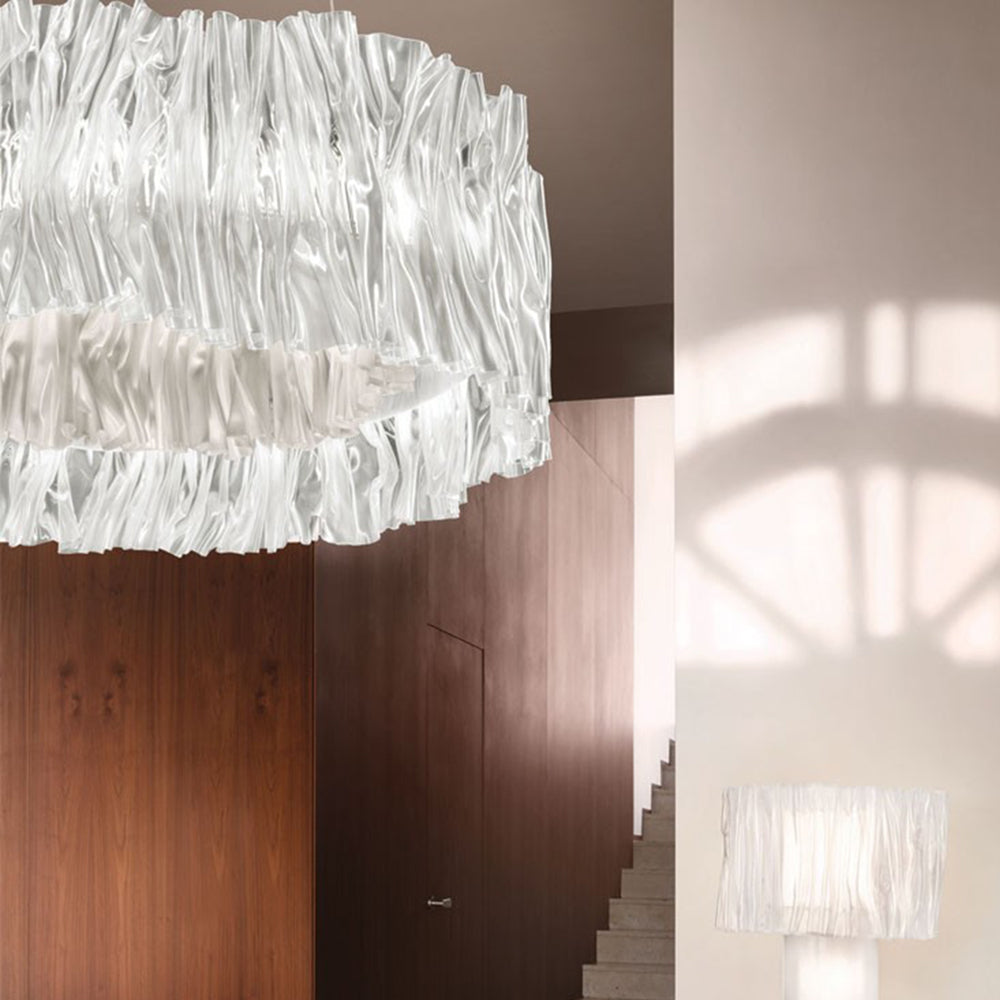 Kristy Modern Luxury Pleated Pendant Light, Circle, Acrylic/Stainless Steel