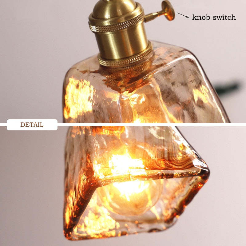 Arisha Vintage Style Industrial Pendant Light Retro Glass Brass - Letslighting