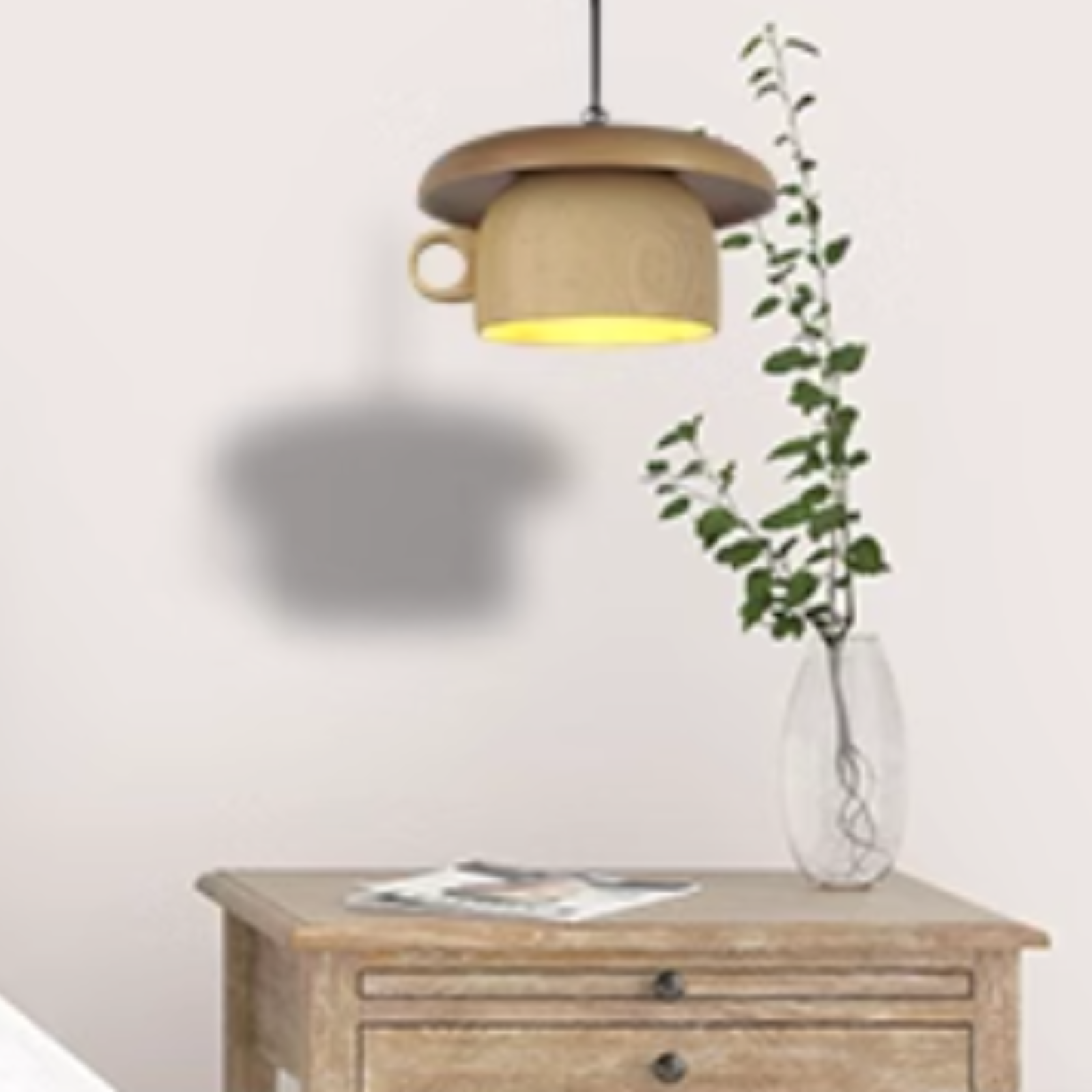 Valentina Vintage Wood Cup Pendant Light Bedroom