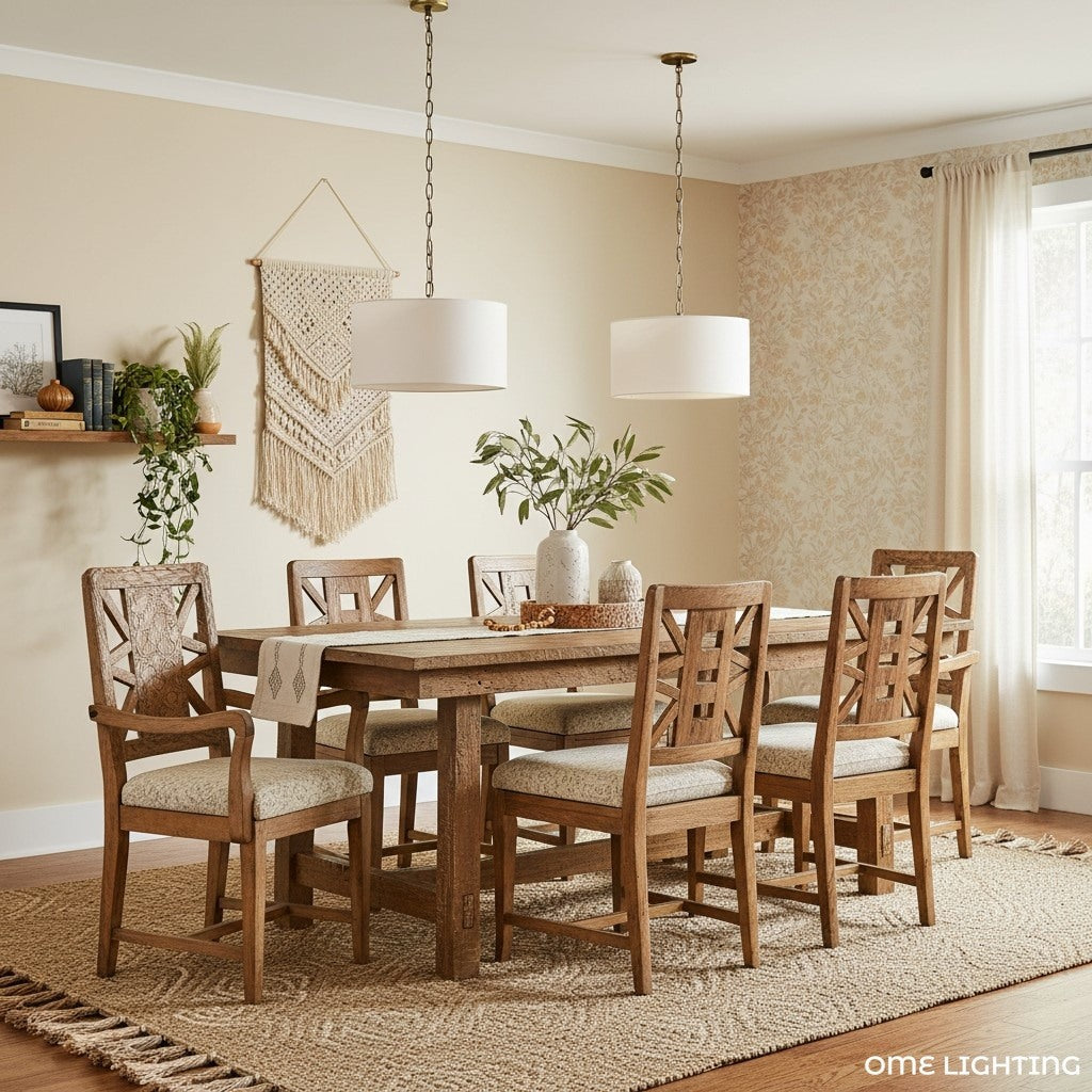 Rowan Linen Drum Pendant Light For Kitchen