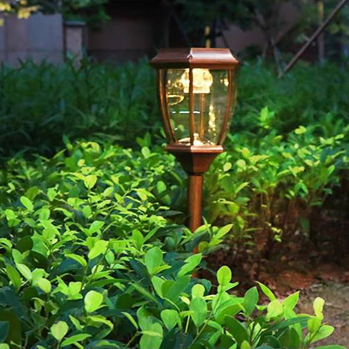 Ray Vintage Lantern Solar Outdoor Path Light Bronze