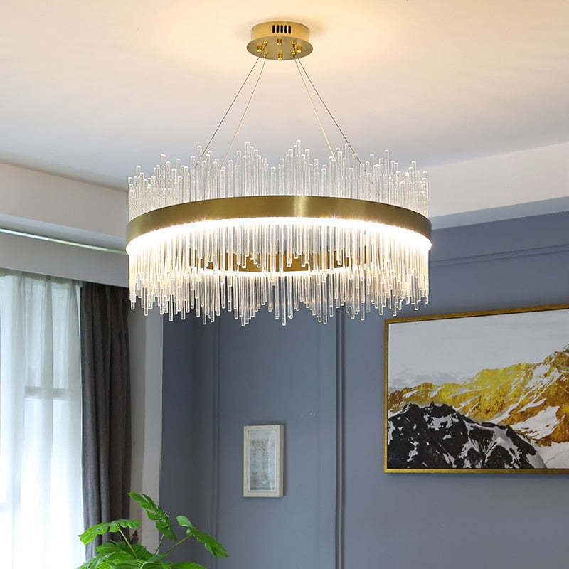 Kristy Modern Round Rectangular Chain Chandelier - Letslighting