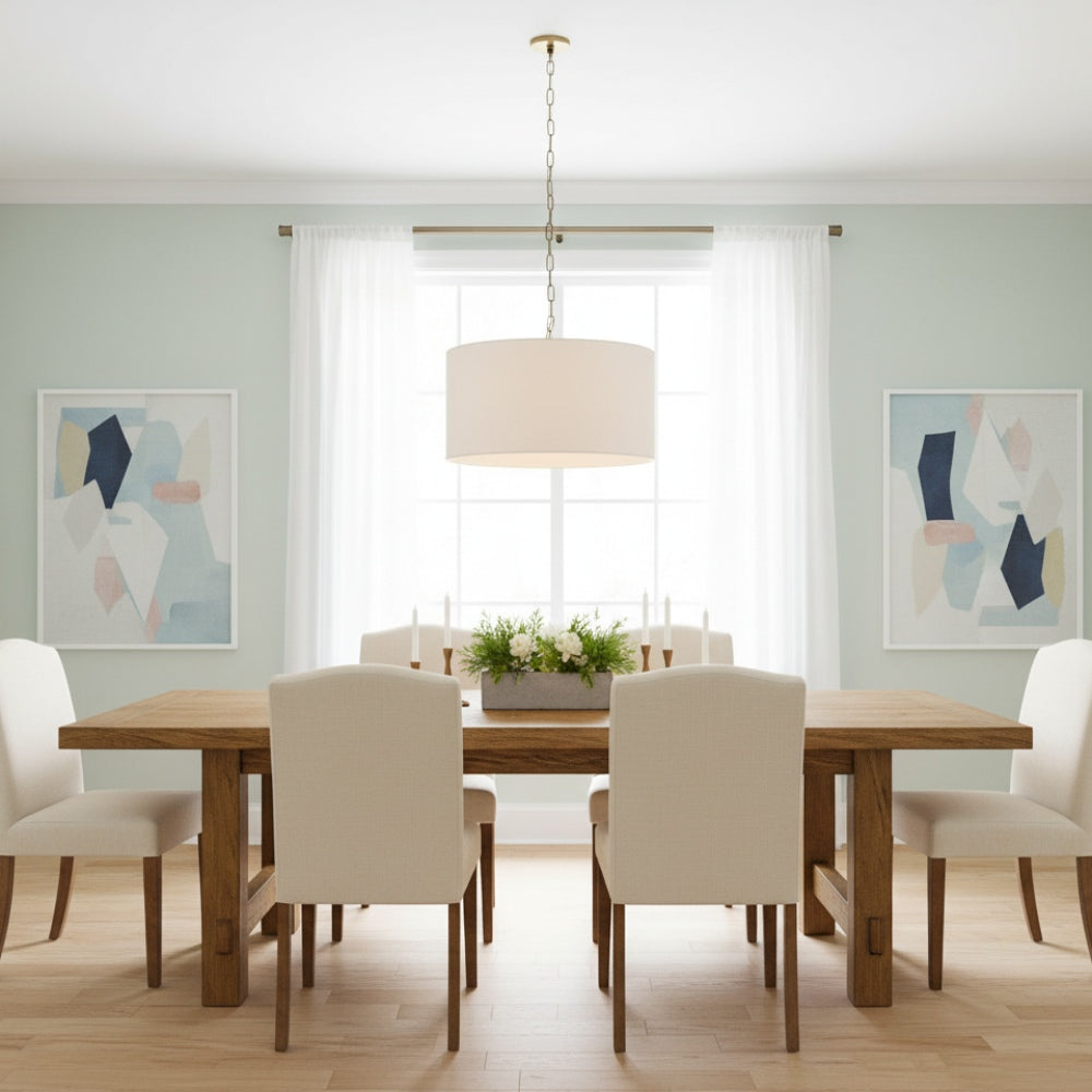 Rowan Linen Drum Pendant Light For Kitchen