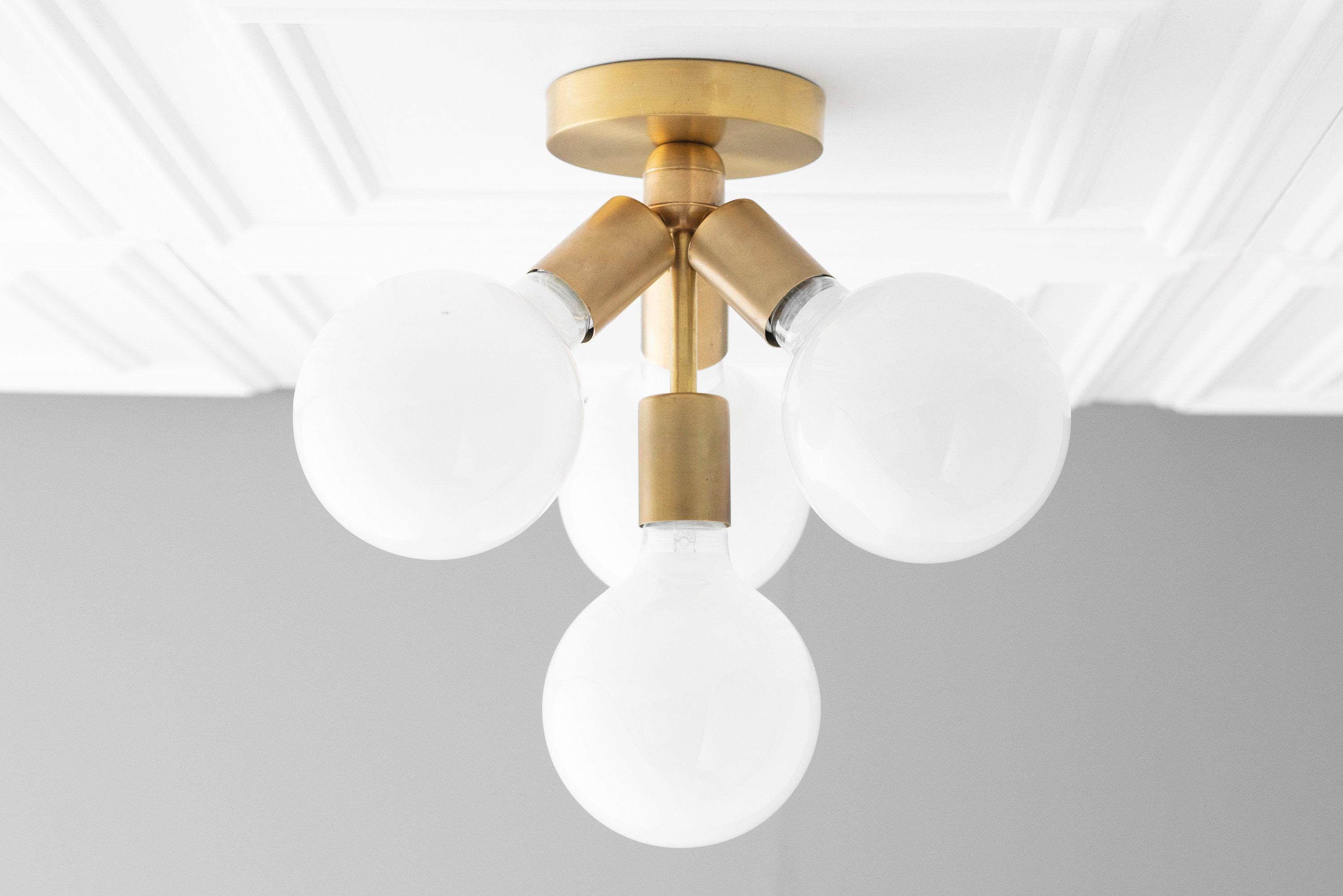 Pearl Opal White Brass Flush Mount Light Living Room