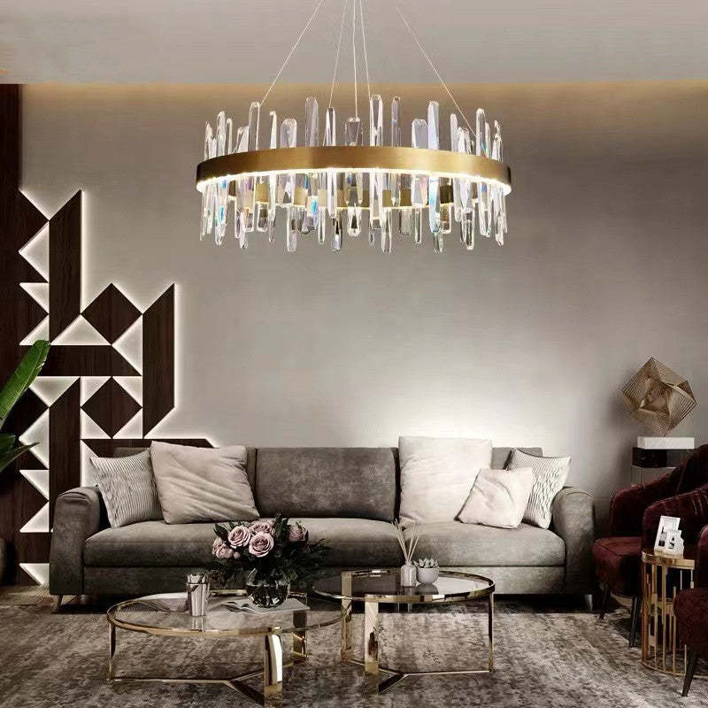 Kristy Modern Crystal Ring Chandelier, Stainless Steel & Crystal - Letslighting