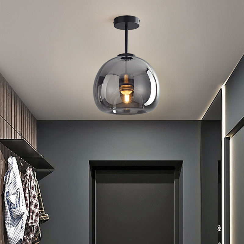 Arisha Modern Dome Glass Semi-Flush Mount Ceiling Light Pendant Light