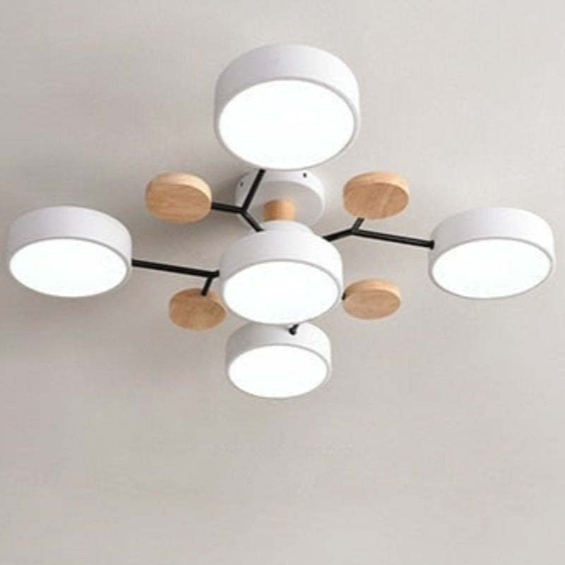 Arisha Geometric Flush Mount Ceiling Light Acrylic/Wood Living Room - Letslighting