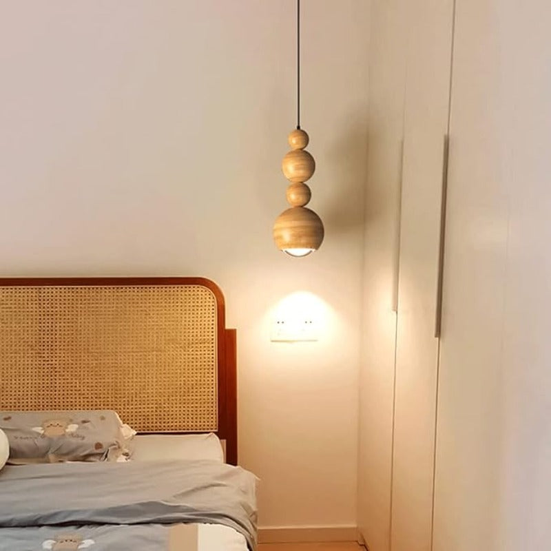 Ritta Vintage LED Pendant Globe Light Metal Wood Bedroom