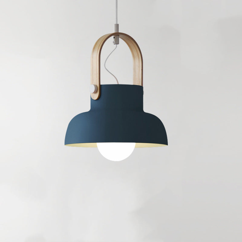 Valentina Vintage Pendant Light Black/Orange Metal/Wood Bedroom