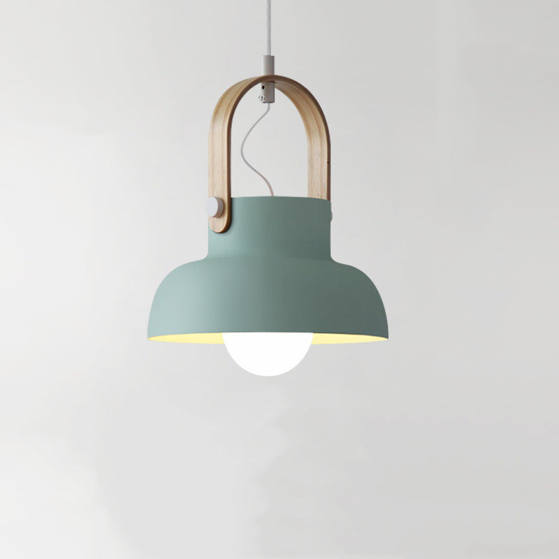 Valentina Vintage Pendant Light Black/Orange Metal/Wood Bedroom
