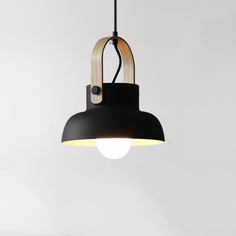 Valentina Vintage Pendant Light Black/Orange Metal/Wood Bedroom