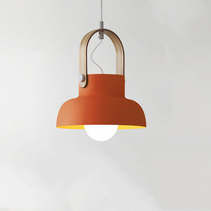 Valentina Vintage Pendant Light Black/Orange Metal/Wood Bedroom
