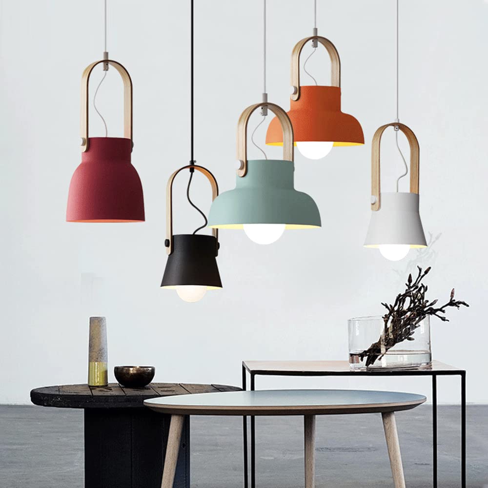 Valentina Vintage Pendant Light Black/Orange Metal/Wood Bedroom