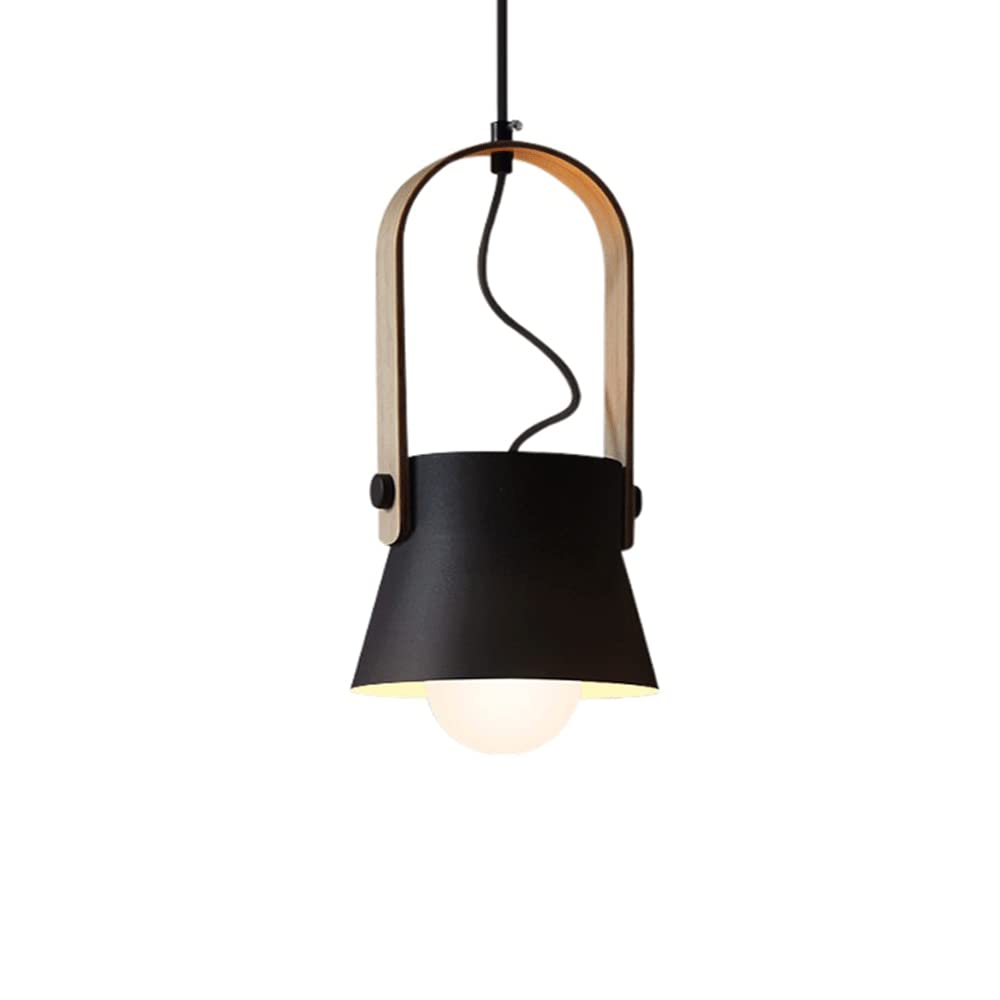 Valentina Vintage Pendant Light Black/Orange Metal/Wood Bedroom