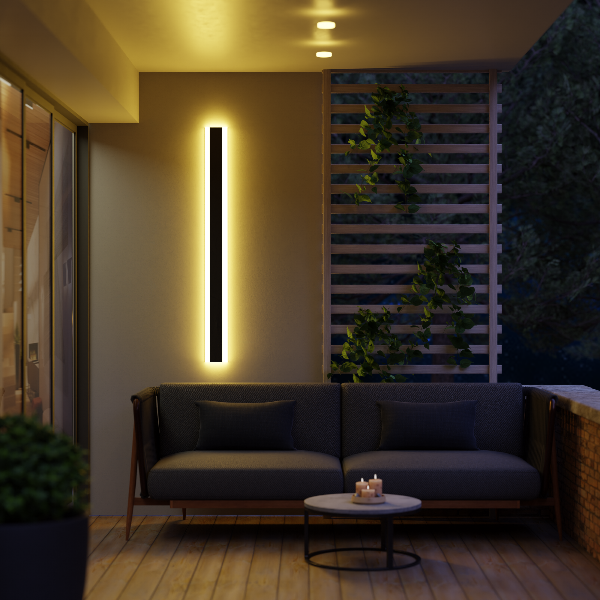 Ray Minimalist Hexagonal Ring With Shelf Metal Outdoor Wall Lamp