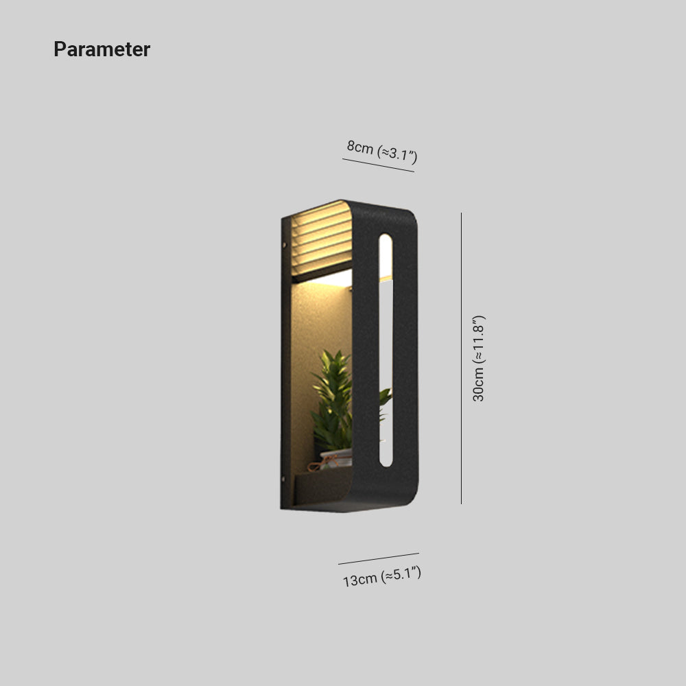 Ray Modern Rectangular Metal Acrylic Solar Outdoor Plants Pot Holder Wall Lamp - Letslighting
