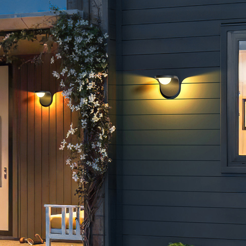 Orr Modern Arc Metal Acrylic Solar Waterproof Adjustable Outdoor Wall Lamp
